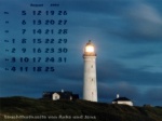 Kalenderbild August 2002 - Leuchtturm Hirtshals (DK) bei Nacht